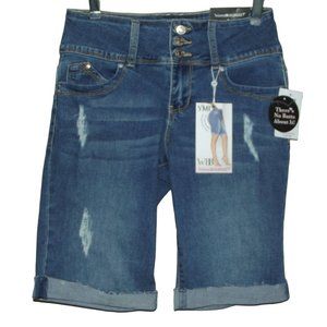 YMI WBB High Rise Bermuda Jean Shorts 3/26 Denim Rips YMI Tatter cut-off light